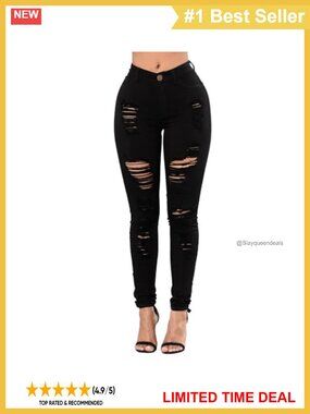 High Waist Ripped Skinny Jeans Stretch Denim Pants Slim Fit